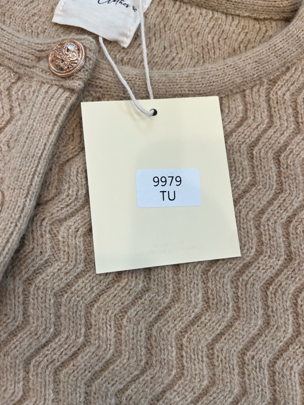 Camel Knit Cardigan with Gold Buttons - Picture 8 of 9